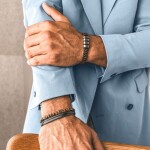 Pánský náramek Gerard - 6 mm tygří oko, pravá kůže, ocel, Hnědá 20,5 cm