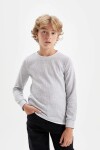 DEFACTO Boy's Crew Neck Waffle Long Sleeve T-Shirt