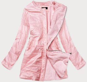 Růžová dámská bunda kožíškem pro přechodné období Růžová model 15851126 L&J studios