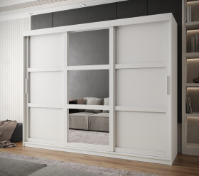Šatní skříň Abi Miror 3 Barva korpusu: Bílá, Rozměry: 250 cm, Dveře: Bílá