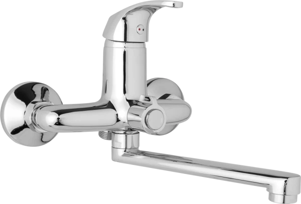 JB Sanitary Nástěnná umyvadlová a sprchová baterie SLIM, rozteč 150 mm, otočný přepínač v těle, bez příslušenství, ramínko 200 mm A10 39 00