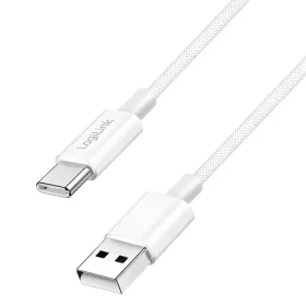LogiLink USB-A - USB-C bílá / Nylonový kabel / USB 2.0 / 60 W / 1,5 m (CU0322)