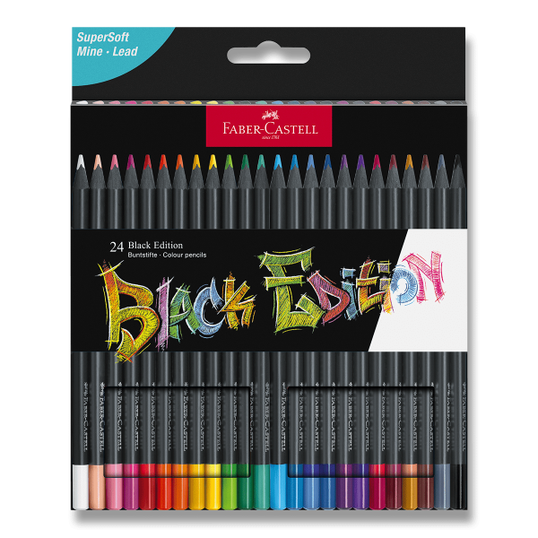 Pastelky trojhranné Faber-Castell Black Edition, 24 barev