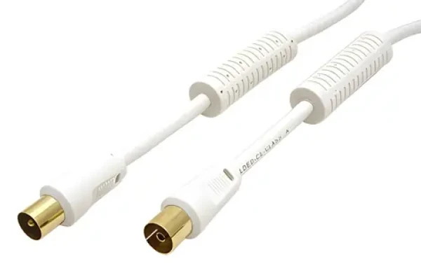 Value anténní kabel s ferity bílá / Anténní kabel / 80dB / 2x stíněný / IEC169-2 M-F / 5 m (67279)