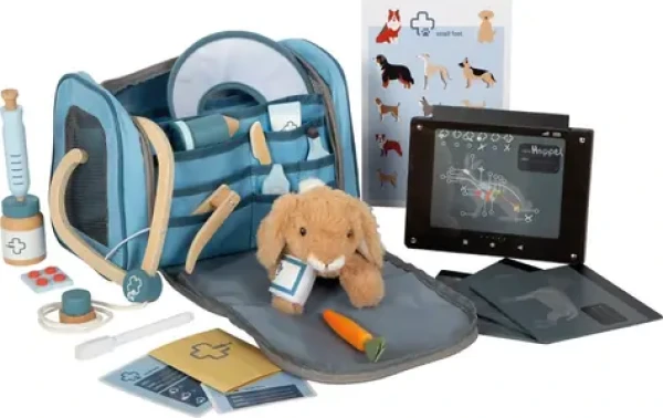 Small foot Plyšový králíček s pečovatelskou veterinární sadou