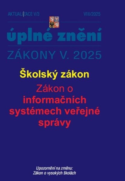 Aktualizace V/3 2025 Školský zákon