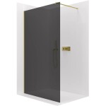 CERANO Sprchová zástěna Walk-in Onyx Cube L/P - 8 mm - hranatá vzpěra - zlatá, grafitové sklo - 150x200 cm
