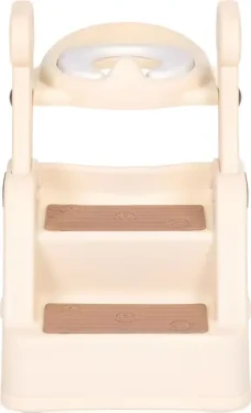 ECOTOYS Záchodové prkénko se schůdky béžové / Toaletní sedátko / Nastavitelná výška / Protiskluzové schůdky (HA-P33-2)
