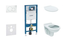 GEBERIT - Duofix Set předstěnové instalace, klozetu Alpha a sedátka, tlačítko Sigma01, alpská bílá SANI11CD3124