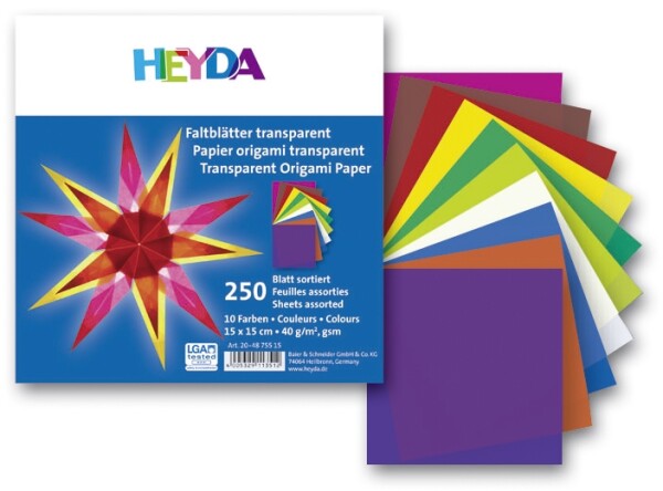 Heyda Origami 15x15 cm 250 ks 40 g transparentní