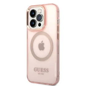 Pouzdro Guess Translucent MagSafe Kompatibilní iPhone 14 Pro Max růžové