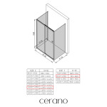 CERANO - Třístěnný sprchový kout Varone POINT U L/P - 6 mm - černá matná, transparentní sklo - 140x80x195 - posuvný CER-DY505B-90128