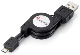 Equip USB-A – Micro-USB B černý / Kabel / USB 2.0 / Vysouvací / 1 m (128595)