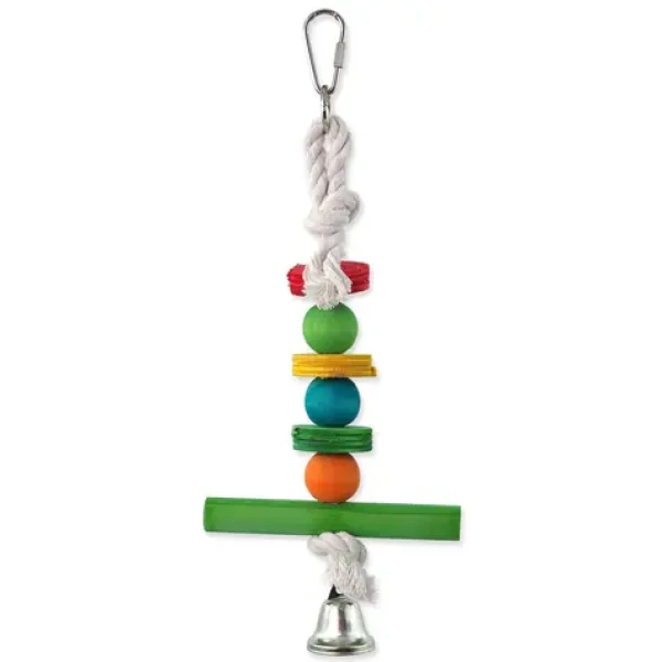 Bird Jewel Hračka - závěsná dřevěná hrazda se zvonkem 30 cm (452-31006)