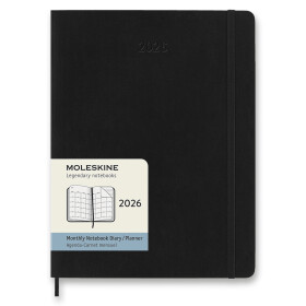 Diář Moleskine 2026 - měkké desky, XL, měsíční, černý