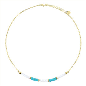 Luxusní choker náhrdelník Denise - tyrkys, perleť, Tyrkysová 40 cm + 5 cm (prodloužení)