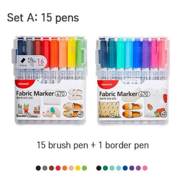 Fix na textil Monami Fabric Marker Brush - SET A 16 ks