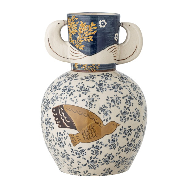 Bloomingville Keramická váza Hezha Blue, modrá barva, keramika