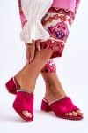 Semišové pantofle na vysokém podpatku S.Barski KV-612-2 Fuchsia 37