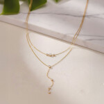 Dámský dvojitý náhrdelník z chirurgické oceli Claire, Zlatá 38 cm + 5 cm (prodloužení)