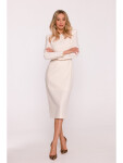 S412 Tužkové šaty s ozdobnými rameny - slonová kost EU L