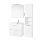 Mereo Vigo, koupelnová skříňka vysoká s košem, 180 cm, bílá lesk CN332