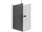 CERANO Sprchová zástěna Walk-in Onyx Top Round L/P - 10 mm - kulatá vzpěra + polička/držák na ručníky - černá matná, grafitové sklo - 110x200 cm