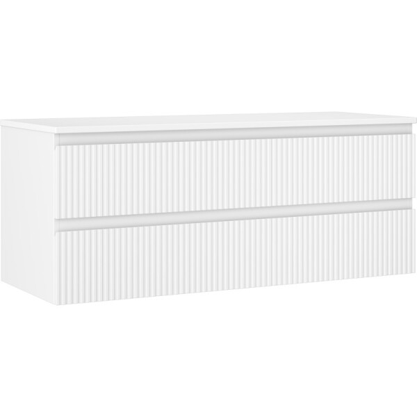 MEXEN/S - Rivel koupelnová skříňka pod umyvadlo 120 cm s deskou, 2 zásuvky, reliéf , bílá mat 91A20-12047-2-BFFC01