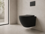 CERANO - WC závěsné Cesso, Rimless - bezokrajové splachování + Slim/SoftClose sedátko - černá lesklá - 49x36 CER-417347