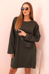 Dámská viskózová sukýnka Plus Size s kabelkou na řetízku khaki UNI