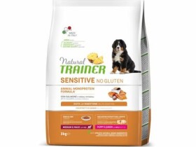 Trainer Natural Sensitive No gluten Adult Medium/Maxi losos 3kg / Kompletní krmivo pro střední a velká plemena psů (8059149252452)