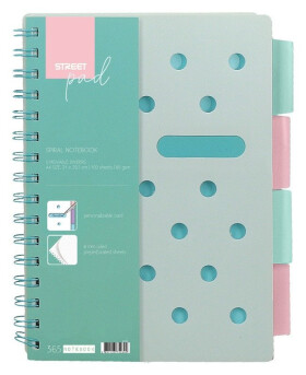 Spirálový blok A5, 100l, linkovaný - StreetPad Green (mix)