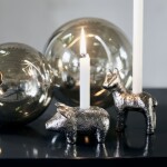 House Doctor Kovový svícen Pig Antique Silver, stříbrná barva, kov