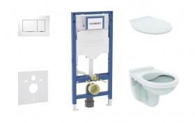 GEBERIT - Duofix Set předstěnové instalace, klozetu Alpha a sedátka, tlačítko Sigma30, bílá/chrom SANI11CD3128
