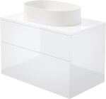 DEANTE - Prizma bílá koupelnová skříňka, s granitovým umyvadlem - 55x35 cm; SD6B8SAU6S