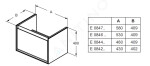 IDEAL STANDARD - Connect Air Skříňka pod umyvadlo Cube 500 mm, lesklá bílá/matný bílý lak E0842B2