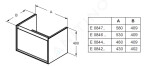 IDEAL STANDARD - Connect Air Skříňka pod umyvadlo Cube 500 mm, lesklá bílá/matný světle šedý lak E0842KN