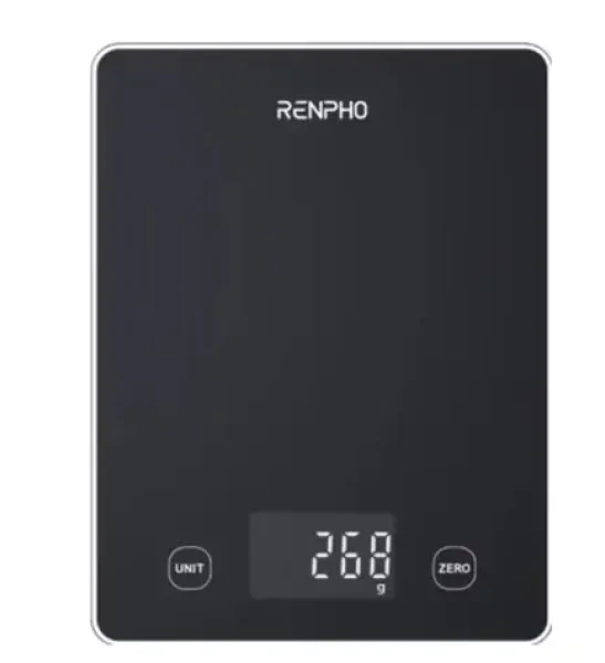 Renpho Calibra černá / Digitální kuchyňská váha / max. 10 kg / skleněný povrch / dotykové ovládání (PEU-R-T001-BK)