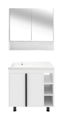 Koupelnová sestava s umyvadlem a zrcadlovou skříňkou Naturel Lucca 79x70x45 cm bílá lesk LUCCASET80W LUCCASET80W