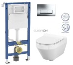 GEBERIT DuofixBasic s chromovým tlačítkem DELTA51 + WC CERSANIT CLEANON CREA OVÁL + SEDÁTKO 458.103.00.2 CR1