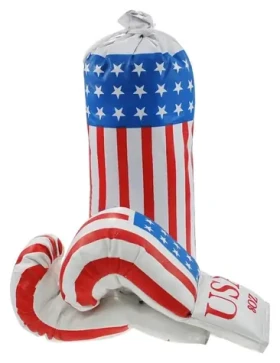 RULYT Dětská boxovací sada USA / Boxovací pytel + rukavice / 8 oz / od 4 let