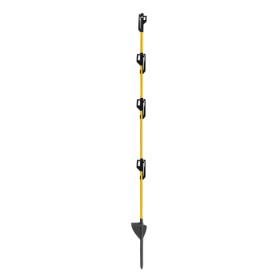 Sklolaminátový oválný sloupek pro elektrický ohradník 110 cm, nášlap a hrot, 4 izolátory na pásku až 50 mm