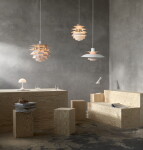 Louis Poulsen Závěsná lampa PH 5 White/Pale rose – výroční edice, růžová barva, bílá barva