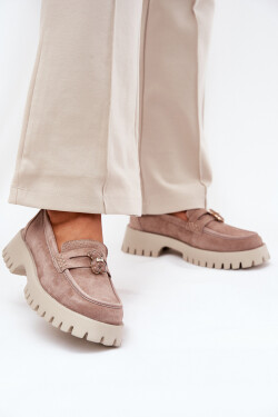 Semišové Dámské Mokasíny S Nášivkou Medvěd Vinceza 79533 Béžové 40