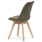 Židle jídelní, hnědá látka, nohy bukové dřevo