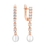 Náušnice s perlou a zirkony Tania Gold - stříbro 925/1000, Zlatá Bílá