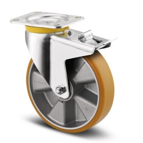 Tente Vysokozátěžové kolečko s polyuretanovým běhounem 250 mm, otočné s brzdou 1759
