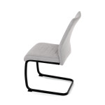 Židle jídelní, světle šedá látka, černé kovové nohy