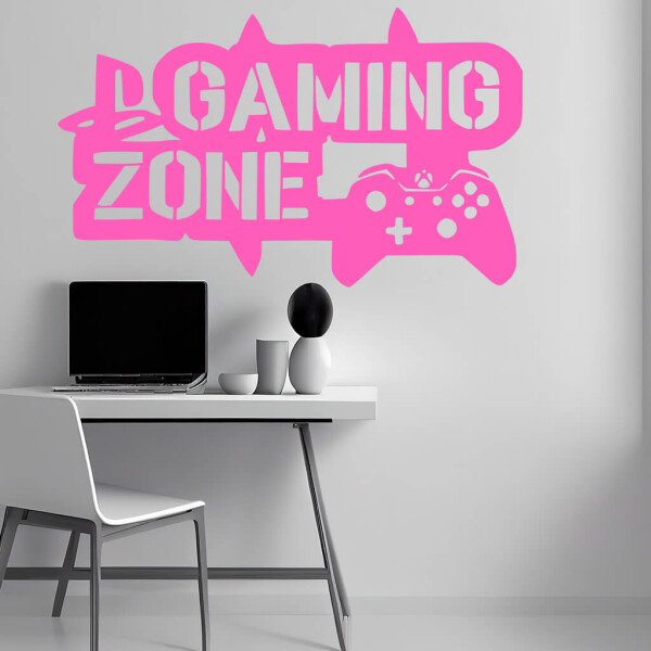 Samolepka Gaming zone Barva: růžová, Velikost: 40 x 24 cm