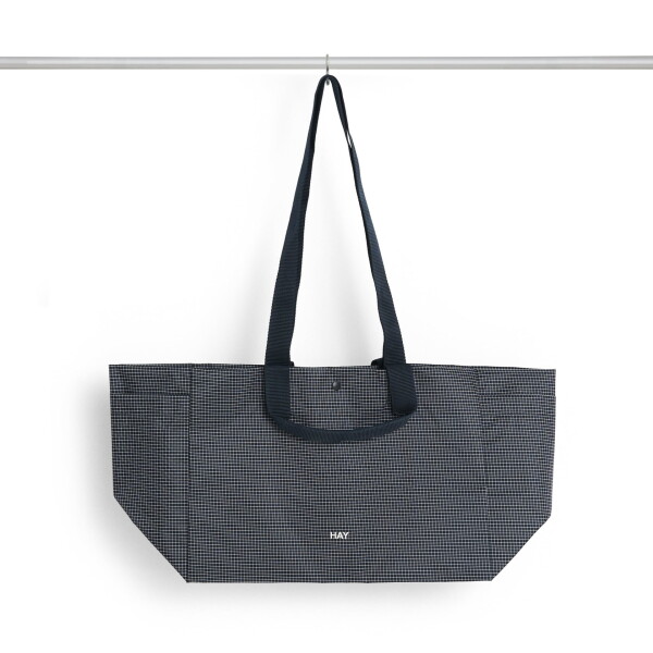 HAY Taška Grid Weekend Bag S Dark Blue, modrá barva, textil